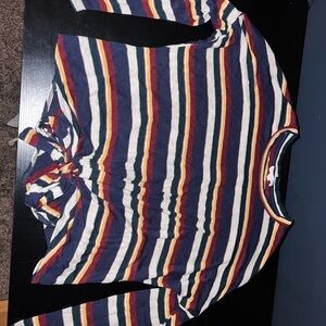 Striped Long Sleeve Top with Tie Front